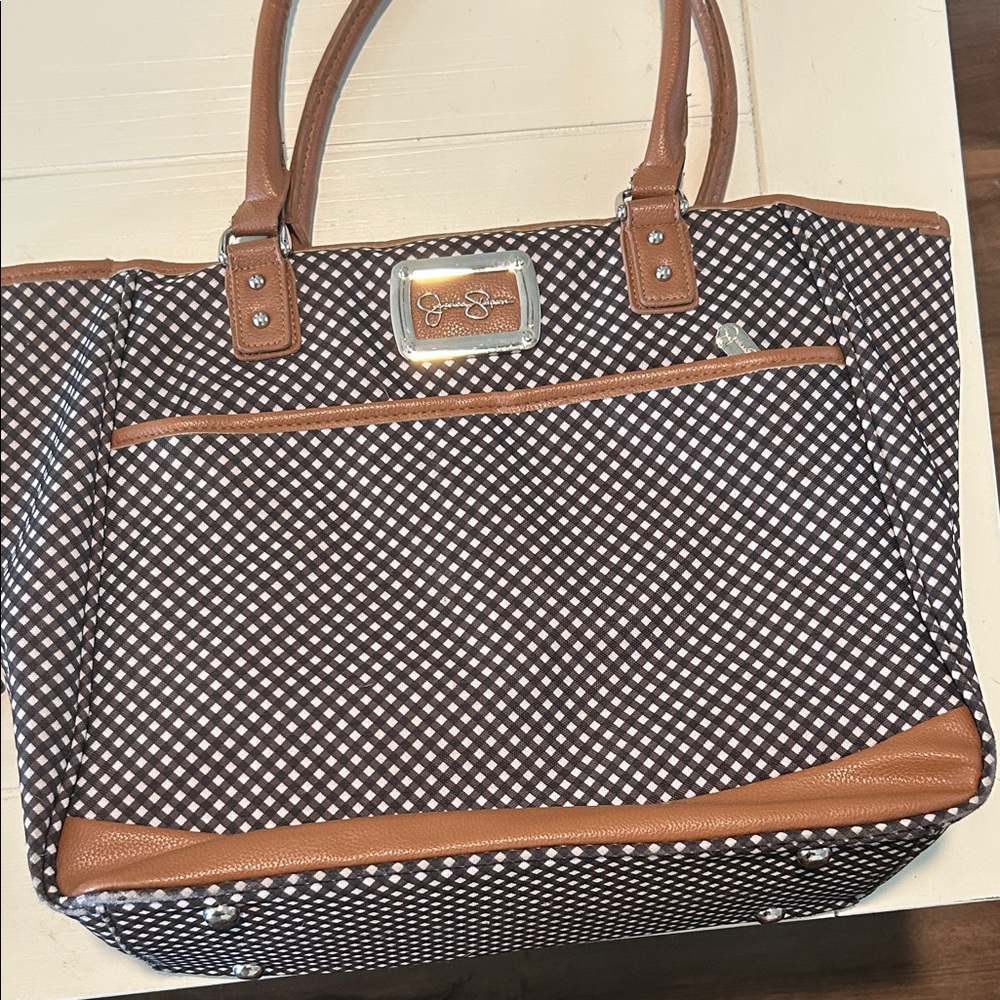 Jessica Simpson Black and Brown Checkered Tote